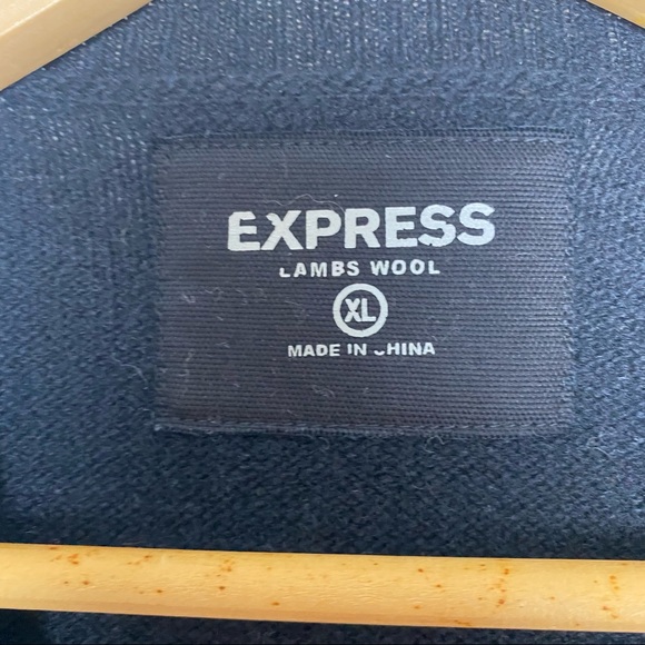 Express Lambswool Black & Grey Argyle Pullover Sweater Men’s Size XL - Picture 7 of 10